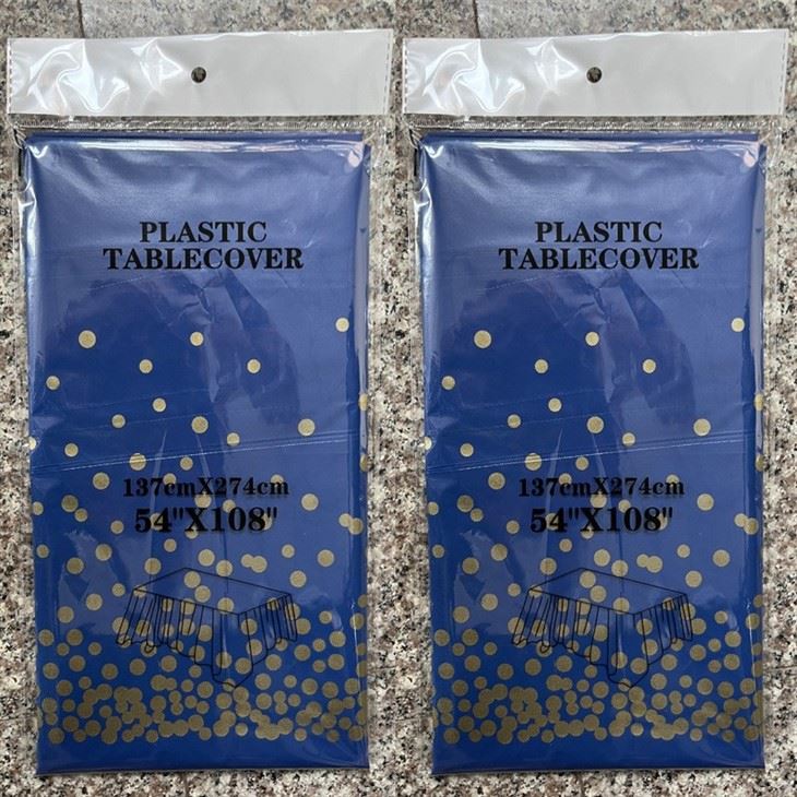 Blue And Gold Rectangular Tablecloth 54 By 108 Inches Disposable Tablecloth For Holiday Parties