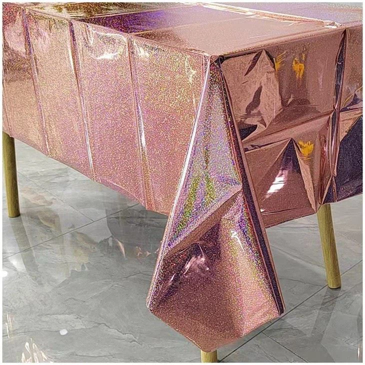 Disposable Plastic Tablecloth Rainbow Film Laser Tablecloth