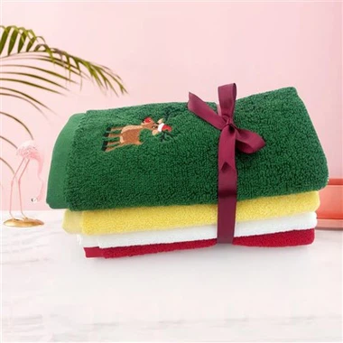 ของขวัญคริสต์มาสผ้าขนหนูขายส่งผ้าฝ้ายแท้ไม่สูญเสียผมซานตาคลอสโฆษณาวันหยุดผ้าเช็ดมือเย็บปักถักร้อย
